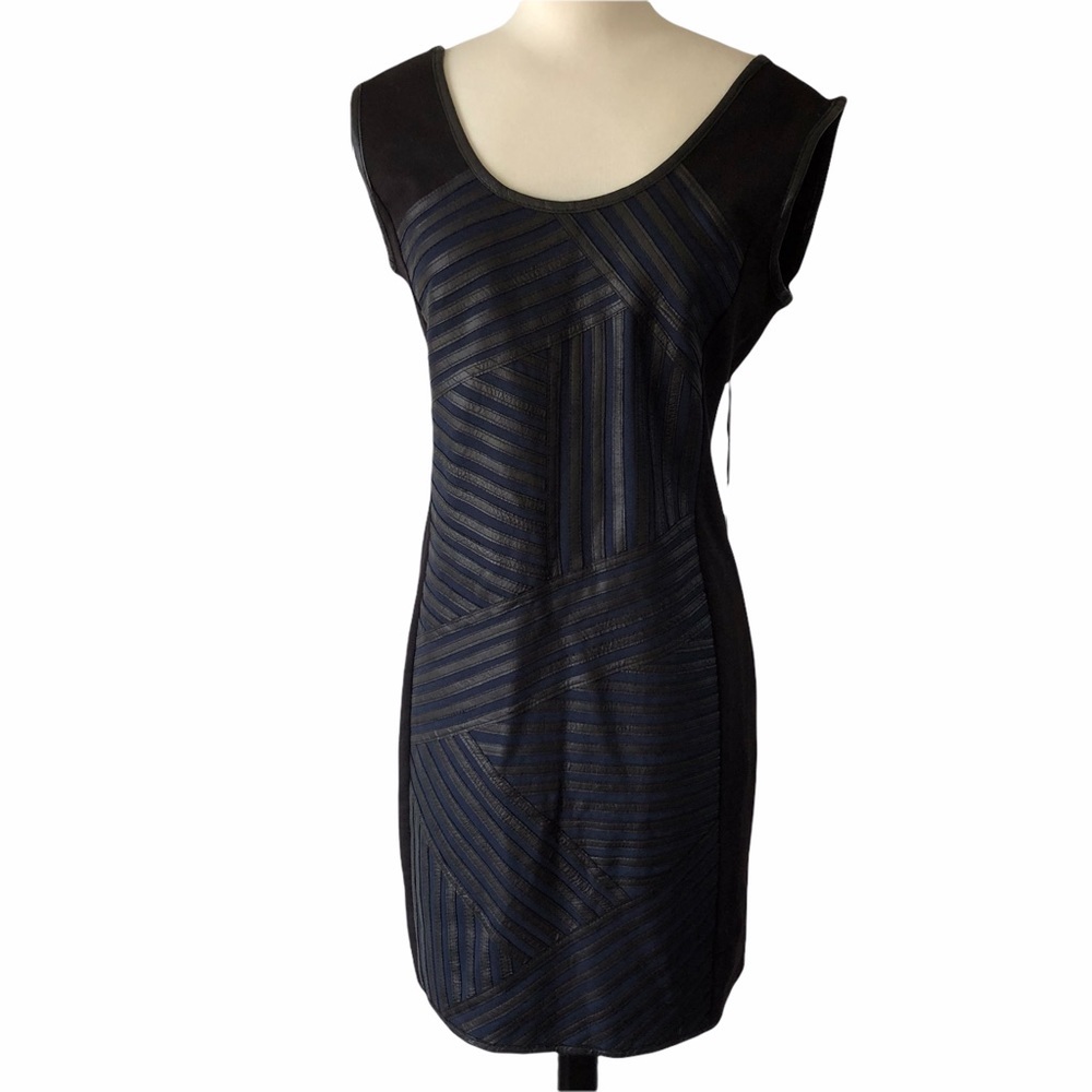 Bagatelle black dress w/blue design accents SZ M